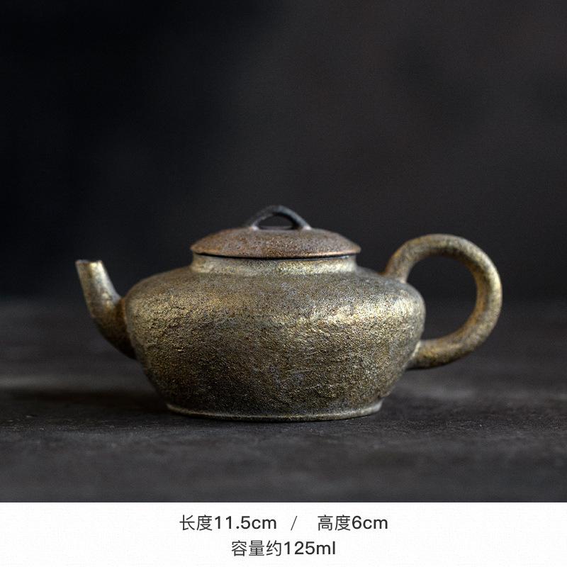 

125ml Gold Colored Handmade Silver Foil Teapot Creative Tea Infuser Pot Tea Making Kettle With Strainer Oolong Tea For Tea Gift