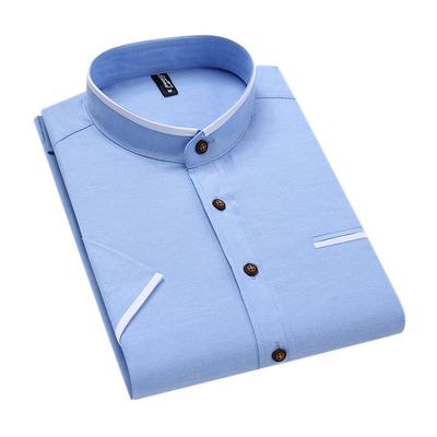 Camisas de Manga Corta para Hombre de Verano Cuello Mao Business Casual Camisas para Hombre