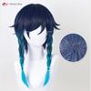 New Venti Cosplay Wig Barbatos Venti 42cm Short Blue Gradient Heat Resistant Synthetic Hair Party Wigs + Wig Cap