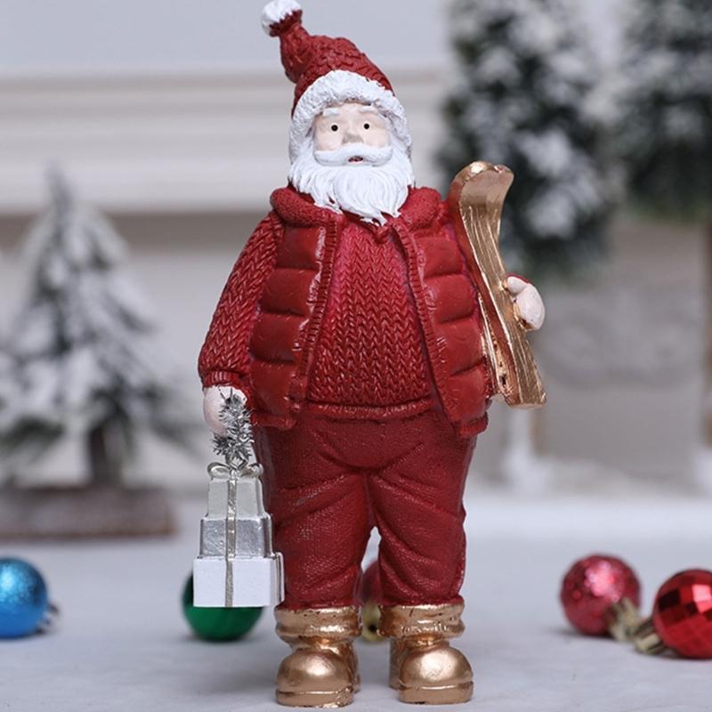 Christmas Figurine Figure Decors Resin Santa Clauses Statue Christmas Decorative Figurines Table Centerpiece for Holiday