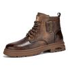 Leather Ankle Boots British Style Lace-up Men's Boots Classic Motorcycle Boots Men High Top Shoes