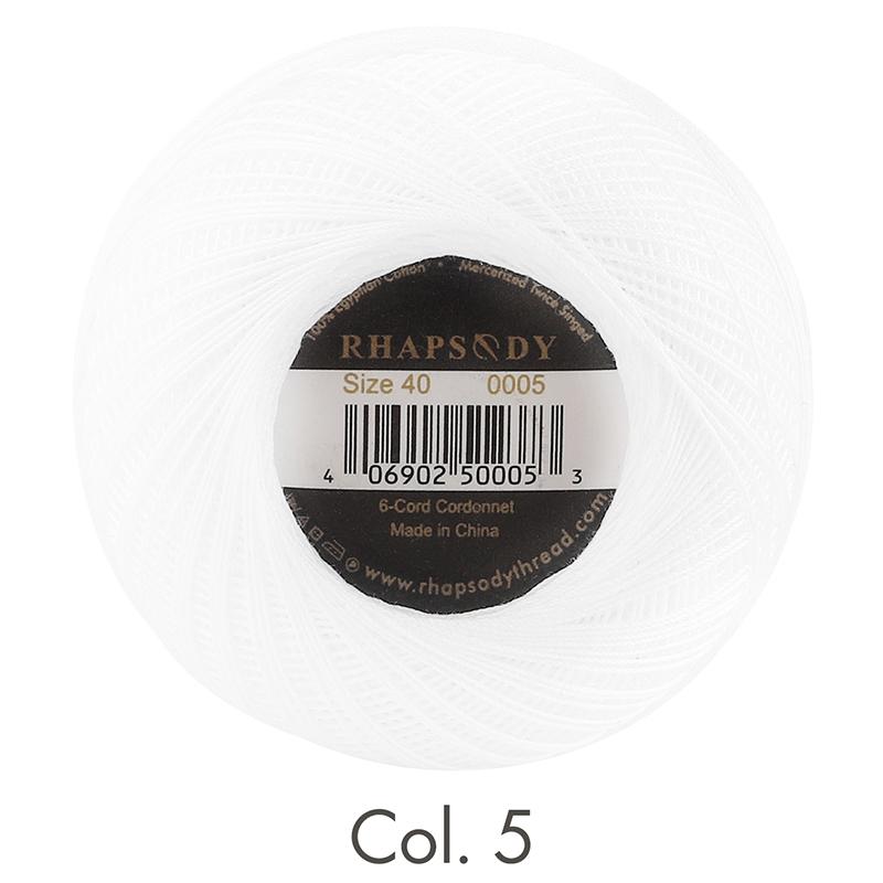 Rhapsody Premium Cotton Crochet Thread Size 40 for Tatting Needlepoint Knitting Bobbin Lace Quilting Sewing Mercerized
