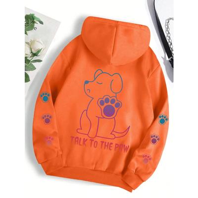 Talks To The Paw Funny Dog Print Women Hooded Fashion Comfortable Versatile Hoodie Autumn Soft Fleece Clothes Casual Warm Tops