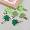 6pcs Sparkly Clover Hair Clips Girls ST'patrick's Day Hairpins Glitter Green Flower Hair Clips Children Kids Headwear