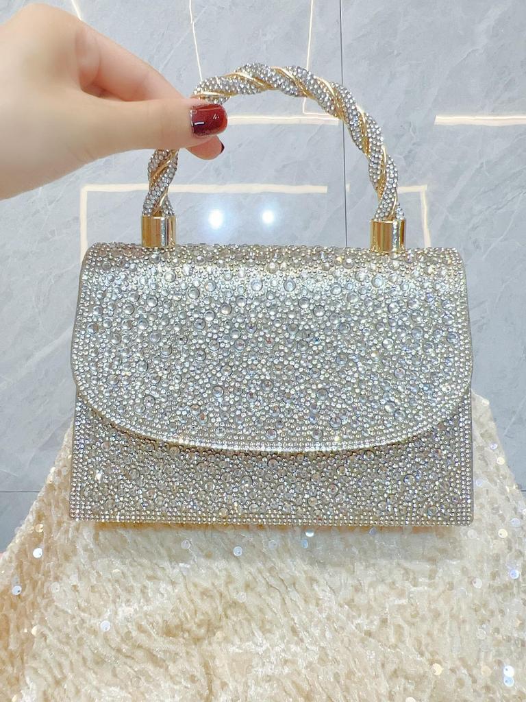 Elegant French Diamond Rhinestone Evening Handbag