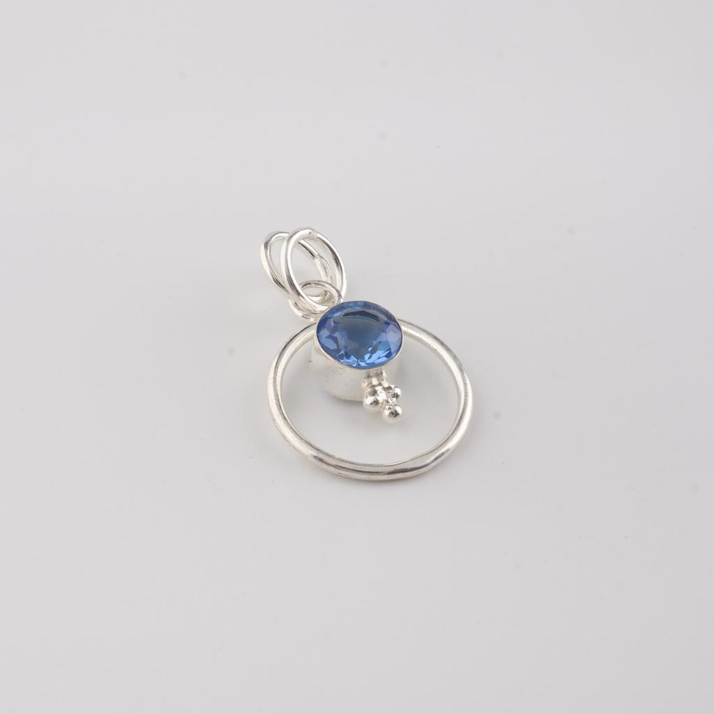 Tanzanitový drahokam 925 Sterlingového stříbra Ručně vyráběné šperky Kulatý přívěsek 1,2" Pro ženy PP-68-1