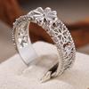 Vintage Hand Carved Flower Women's Ring Classic CopperColor Metal Geometry Daily Wear Party Jewelry Anniversary Gift
