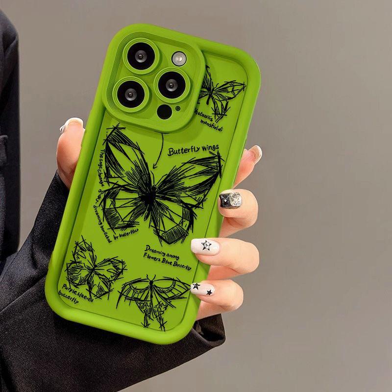Artistic Hand Painted Butterfly for iPhone17PorMax Phone Case 14 Apple 13 Frosted 12/15 Premium 11