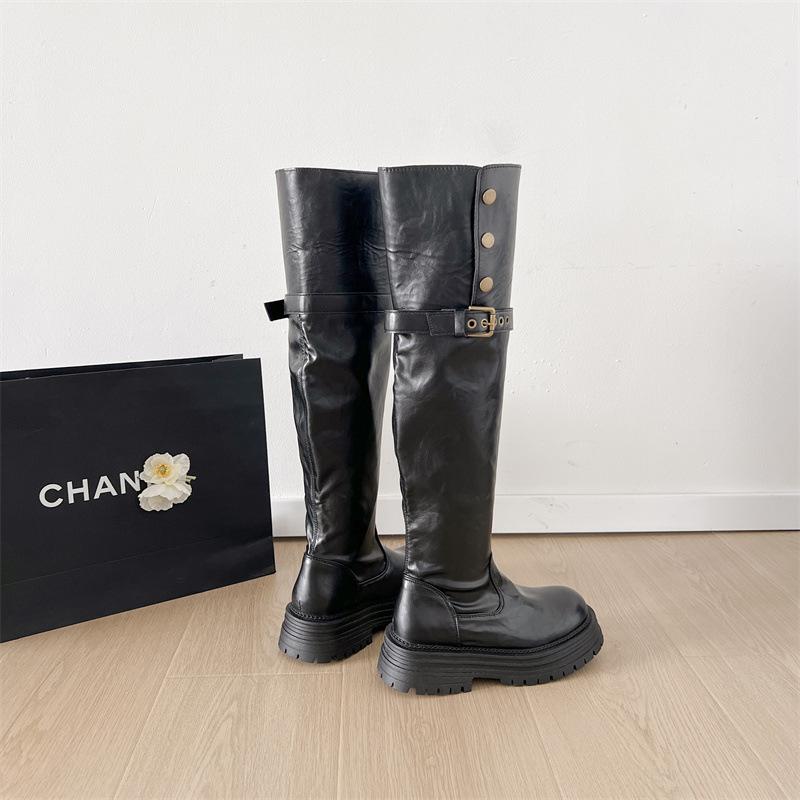 

Fashion design patent leather knee boots women s 2025 spring and autumn new super fire fashion thin fashionable knight boots boots 35 чёрный