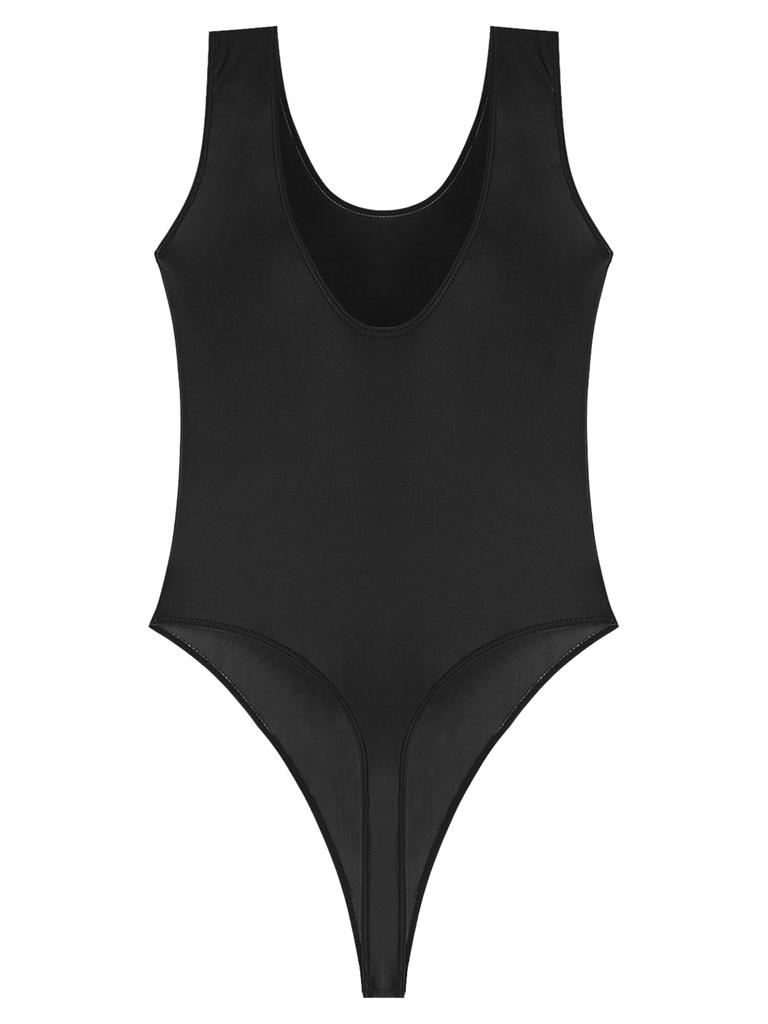 Mens Glossy Backless Bodysuit Leotard Underwear One-piece Swimsuit for Yoga Sports Fitness Swimming Clothes