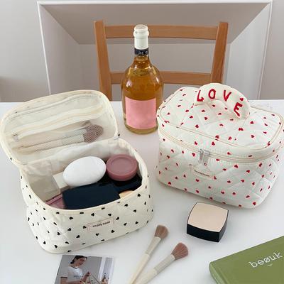 Cute Quilting Cotton Makeup Bag Women Zipper Cosmetic Organizer Female Handbag Box Cloth Portable Toiletry Case for Girls