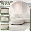 Divano ad Angolo a L - 4 Posti, 256,5 x 133,5 x 89 cm, Velluto a Coste Classico, Design Modulare con Pouf Ovale, 2 Cuscini Inclusi, Beige