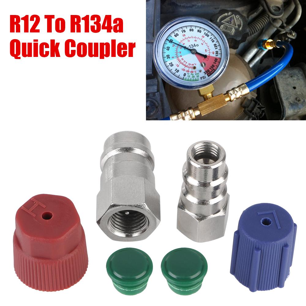 R12 To R134a Retrofits Conversion Adapter Car AC Quick Coupler High/Low AC Fitting Port Car Accessories