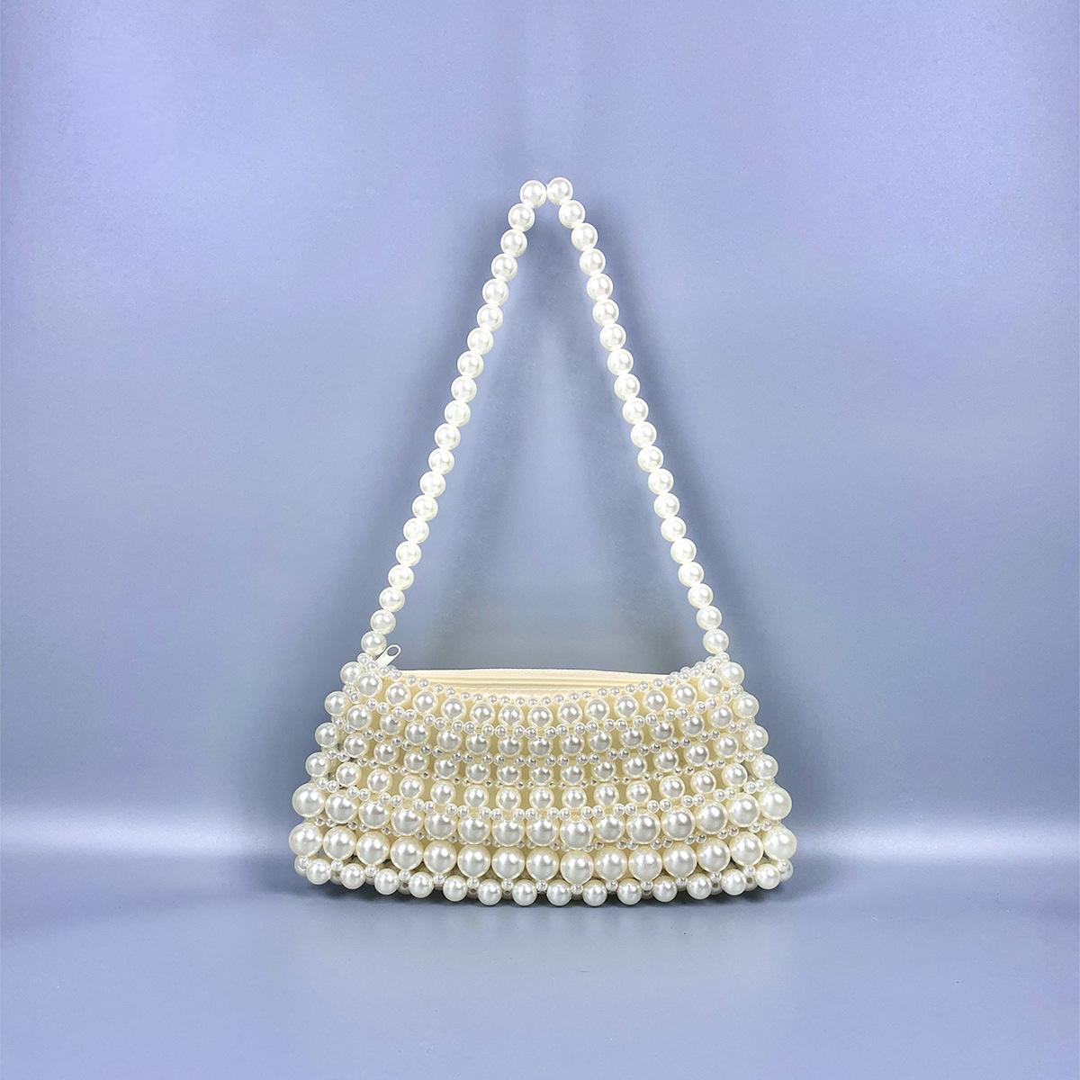 

New retro pearl chain handwoven beaded armpit niche design simple portable shopping portable small bag