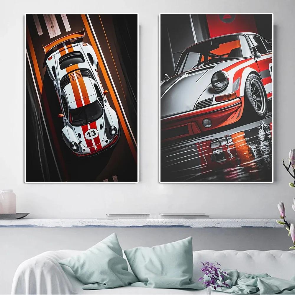 Vintage Racing Comic Illustration Luxury Sports Car Travel Poster Supercar Wall Art Canvas Painting Mural Gaming Room Home Decor