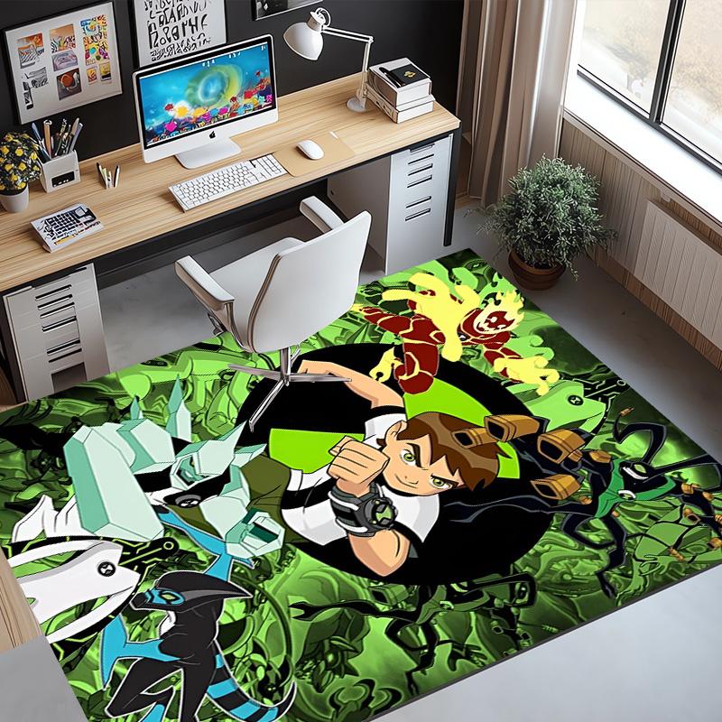 Ben 10 Cartoon Pattern Rug, Indoor/Outdoor Mat, for Picnic, Gameroom, Bedroom, Office, Living Room, Home Decor Carpet, Birthday Gift