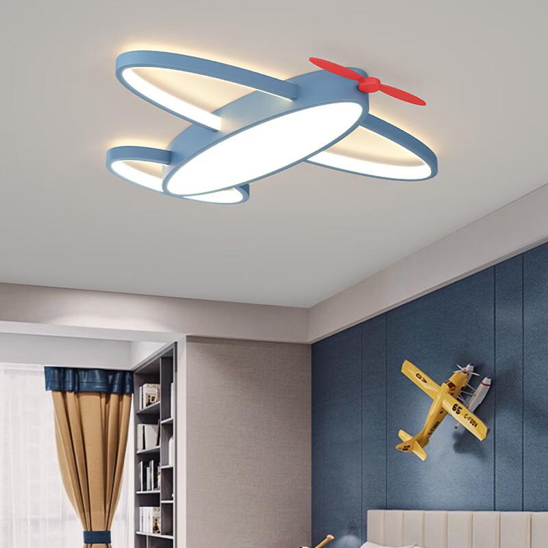 OEING Kids' Room Blue Airplane Ceiling Lamp