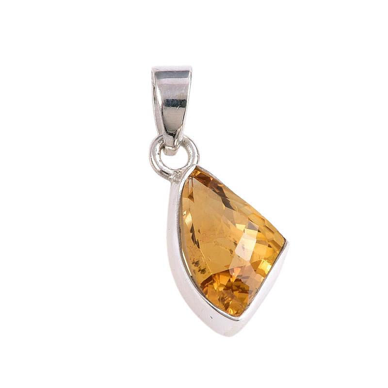 Natural Citrine Gemstone Handmade 925 Solid Sterling Silver Gift Pendant 1" M6U23