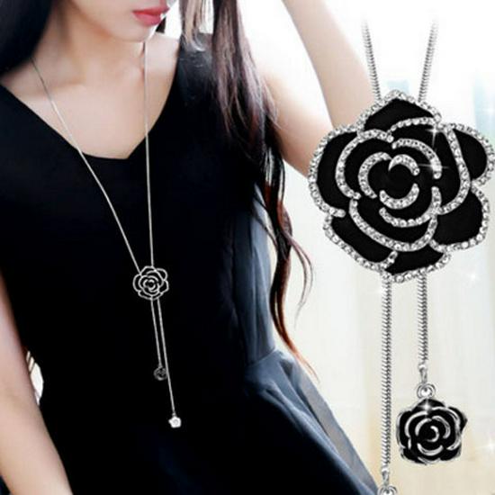 Korean Tassel Crystal Pendant Necklace - Elegant Long Sweater Chain