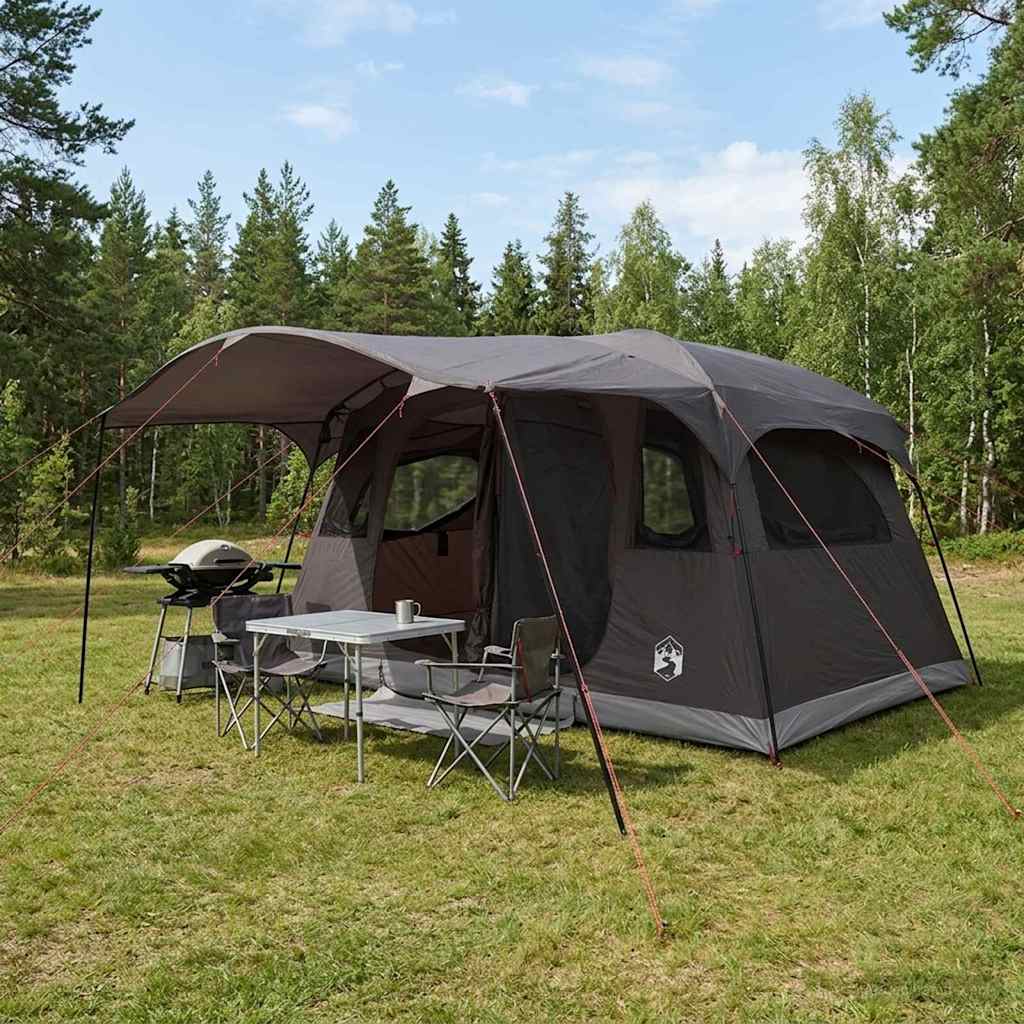Tunnel Tent Brown Gray 366 x 244 x 198 cm Polyester and Steel