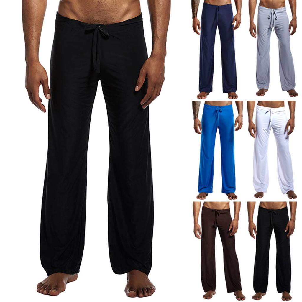 Men's Solid Color Loose Wide Leg Home Pants Pajama Pants Men's Casual Fashion Yoga Pants