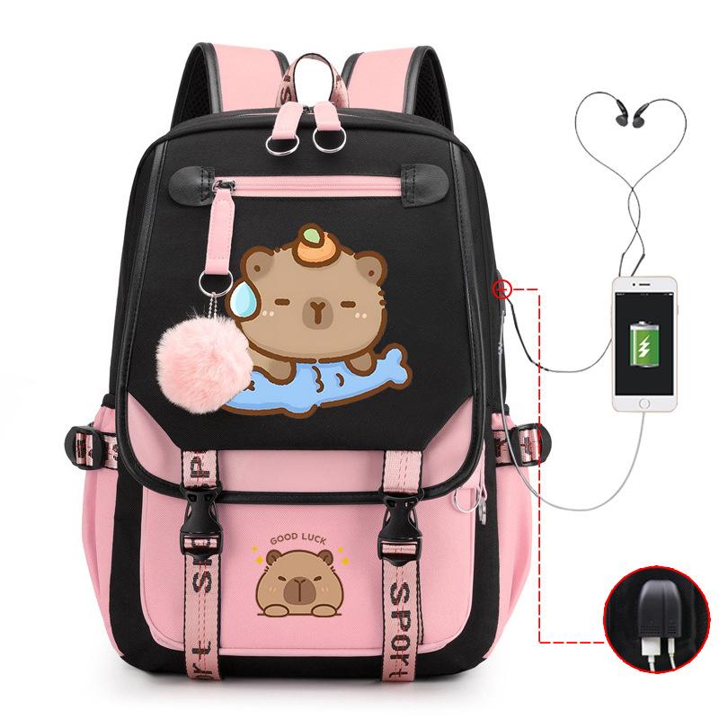 Campus Universal School Bag Kapibara Personality Trend USB Multifunctional Backpack Student New