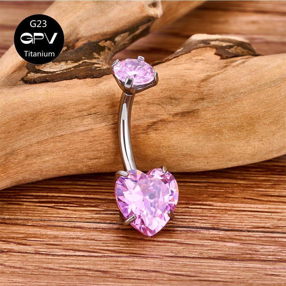 

Пирсинг пупка G23 с цирконом в форме сердца, титан имплантационного класса, модный, классический, женский, пирсинг, кольцо для пупка с цирконом 1.6x10x5x8mm