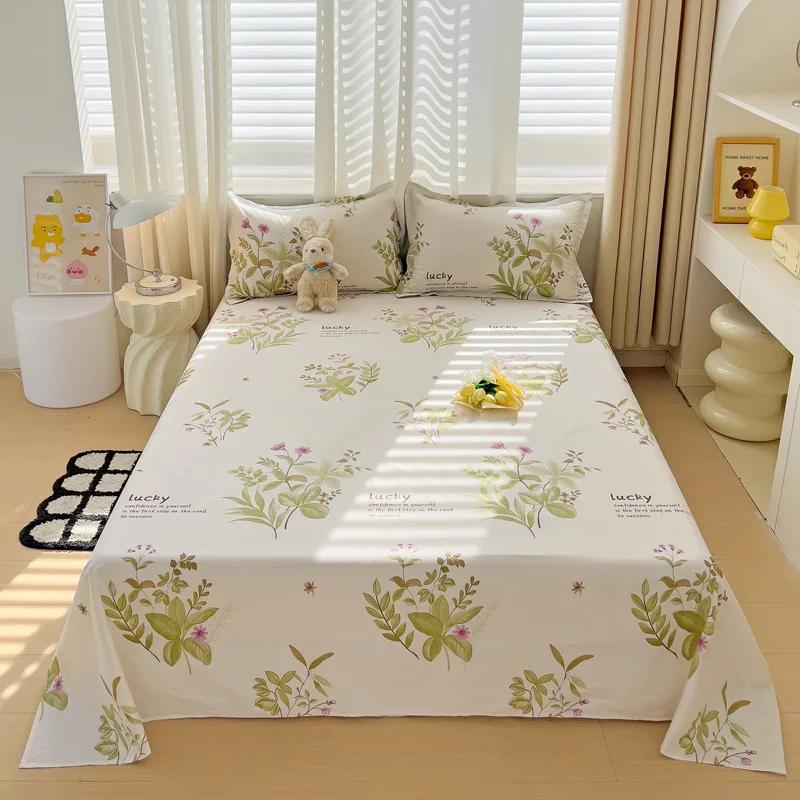 Pink Floral Bed Sheet Set Soft Cotton 4 Pieces Queen Botanical Bed Set, 8 Inch Deep Pocket Fitted Sheet, Flat Sheet, Pillowcases