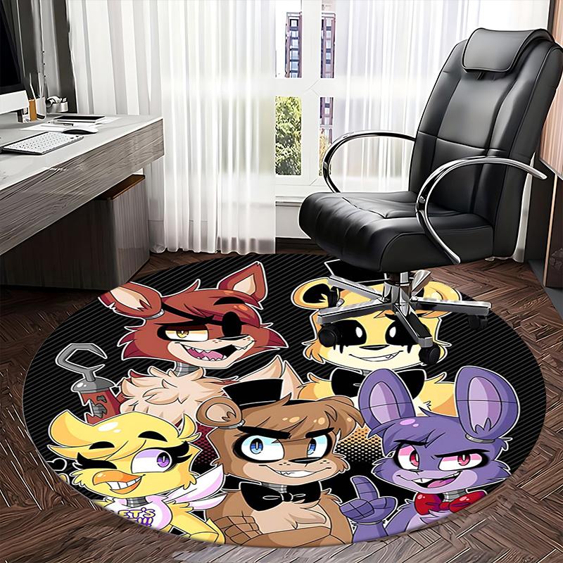 Five Nights at Freddy's,FNAF Tappetino Sedia Tappeto Rotondo Tappeto Ufficio, Lavabile in Lavatrice, Antiscivolo, Adatto per Soggiorni, Camere da Letto