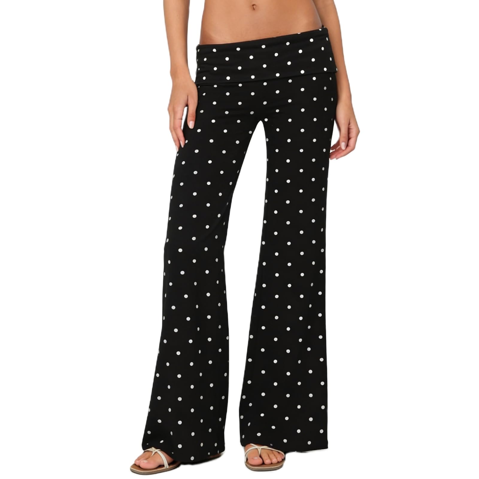 Women s Fashion Striped Polka Dot Slim Fit Home Sports Fitness Micro Flared Pants Casual Pants L