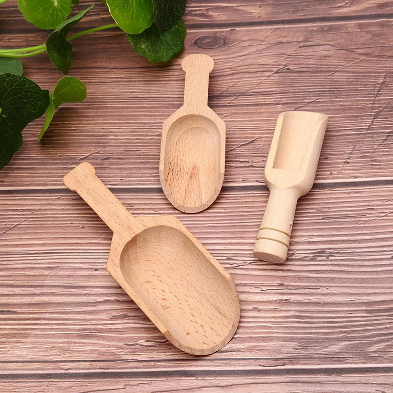 1Pcs Wooden Mini Tea Coffee Scoops Seasoning Candy Spices Bath Salt Spoons