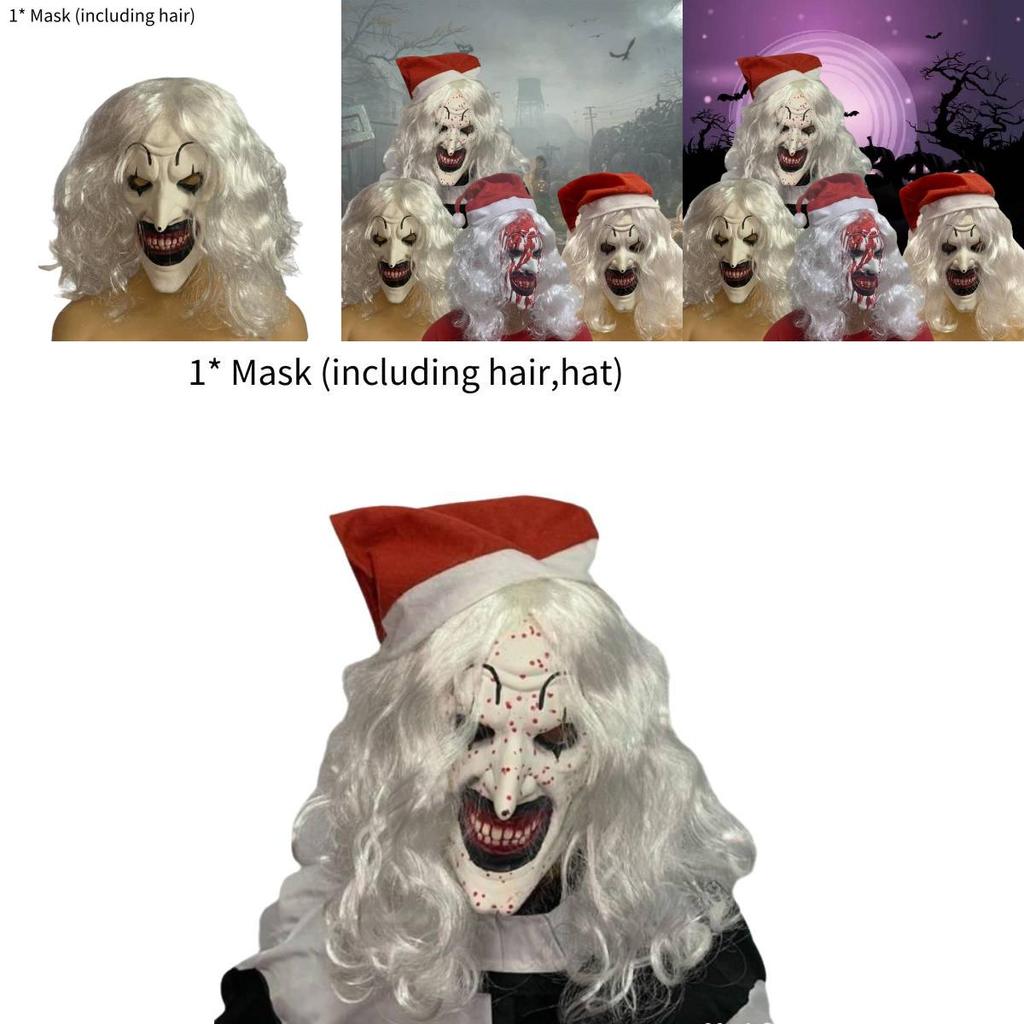 2024 Terrifier 3 Mask Disturbing Black And White Killer Clown Costume Latex Mask