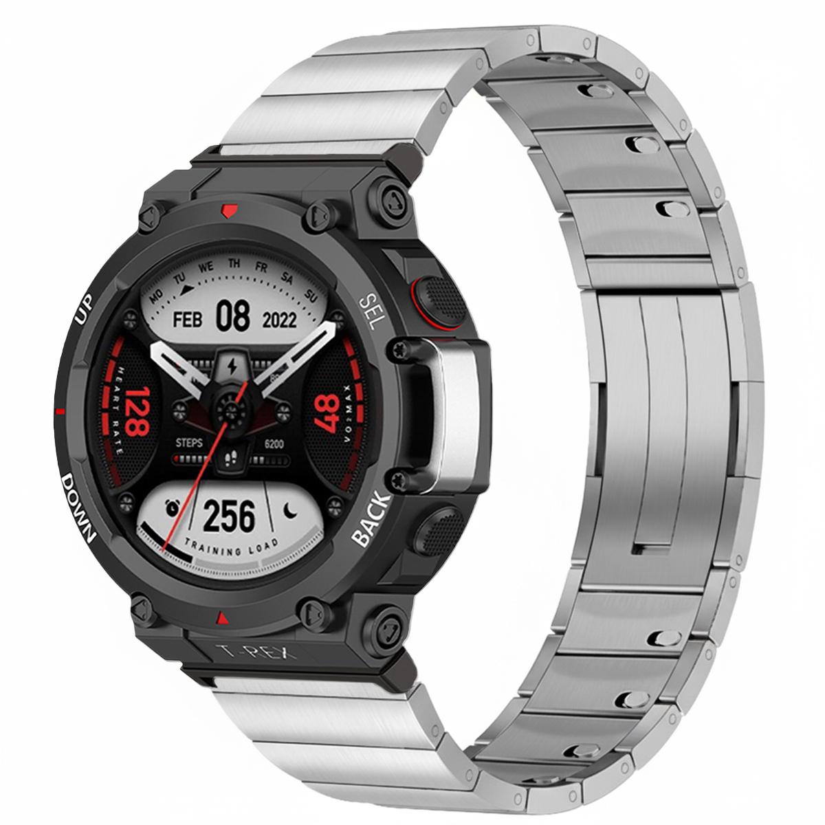 

Металлический ремешок для Huami Amazfit T-rex 3/2/1 Ремешок из нержавеющей стали для Amazfit T-rex Ultra/Pro Регулируемый браслет для умных часов for T-rex pro