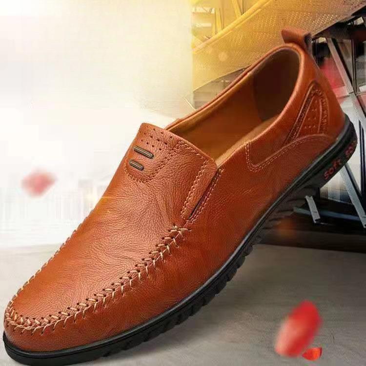 New Autumn Men's Leather Shoes Lightweight Breathable Casual Shoes Breathable Trendy Men's Shoes British Style Business Leather Shoes