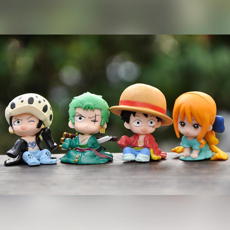 

4 шт./комплект 4-5 см Аниме One Piece Монки Д. Луффи Зоро Нами Каваи Милый ПВХ Фигурка Действия Мини Модель Игрушки Подарок для Детей Brinquedos