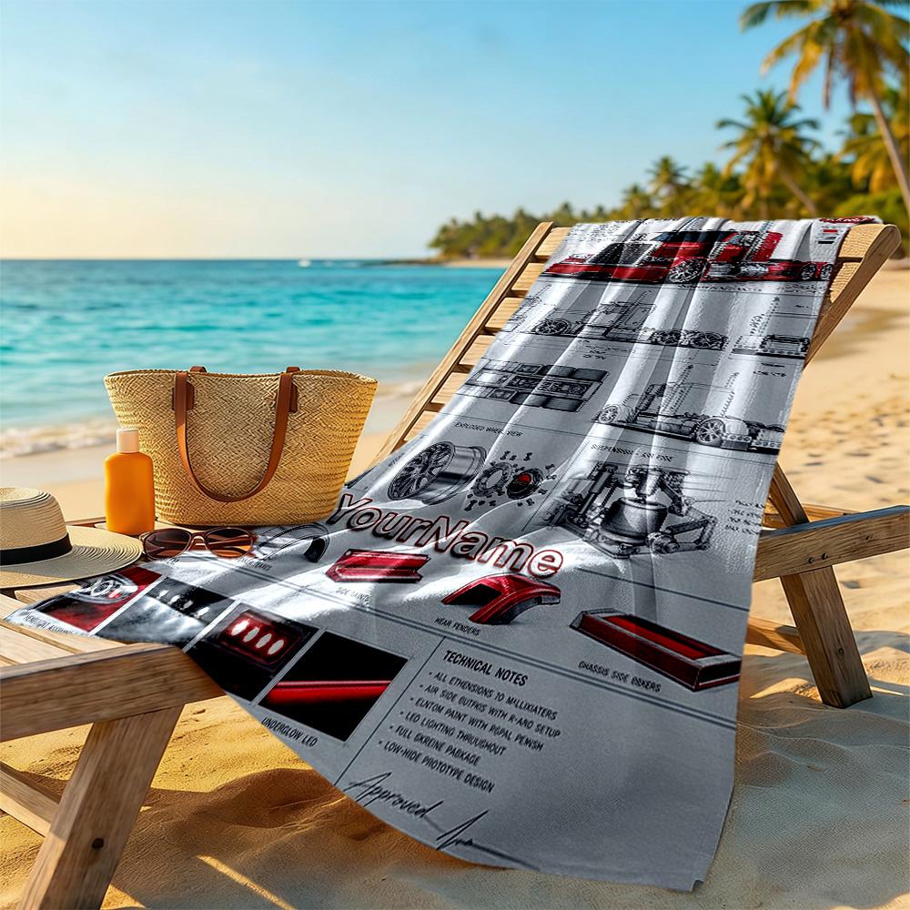 Peterbilt Heavy Trucks Personalized Text Beach Towel Super Soft Microfiber Quickdry Fabric Perfect for Traveling Yoga Camping and Swimming