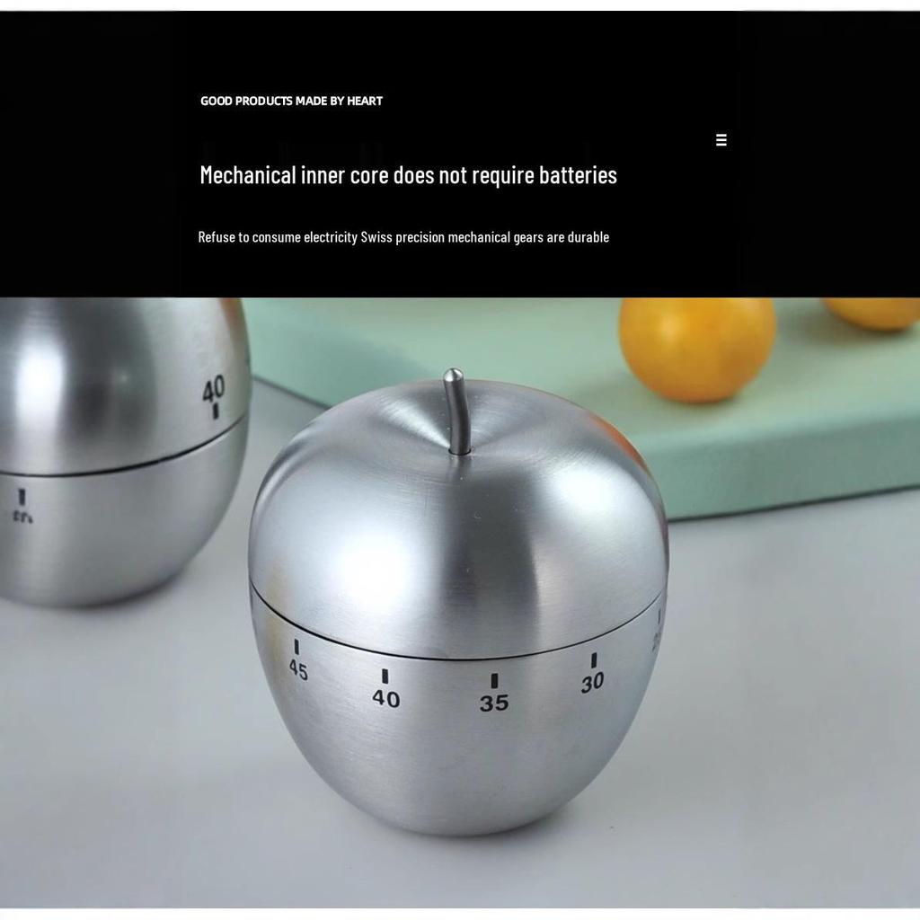 Stainless Steel Apple Kitchen Timer for Cooking and Baking