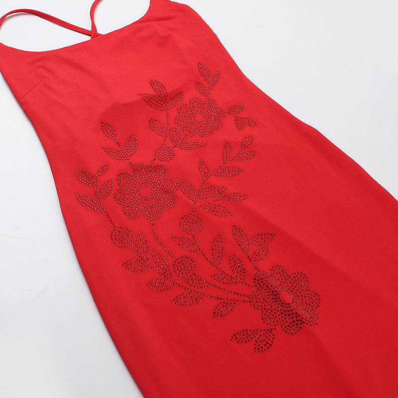 Spring Sexy Dress Women's Socialite Ethos Elegant Slim-fit Hot Drill Halter Dress
