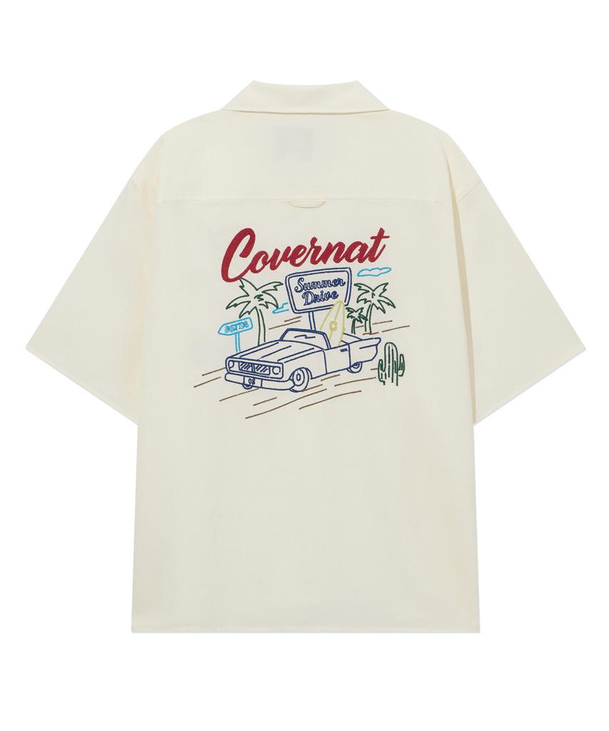 COVERNAT Graphic Half Shirt Cream