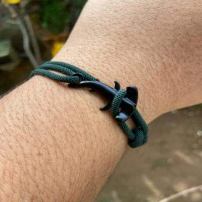 Bracelet Unique en Corde Océanique Nautique Pour Hommes Fait Main Coulissant Réglable Double Couche Bracelet Requin Tissu de Surf Bracelet Porte-Bonheur