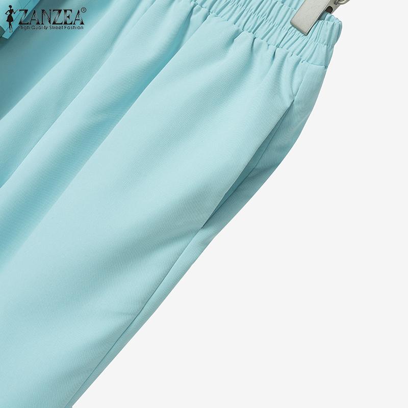 ZANZEA Womens Sleeveless Print Vest and Pants Summer Two Piece Suit Sets