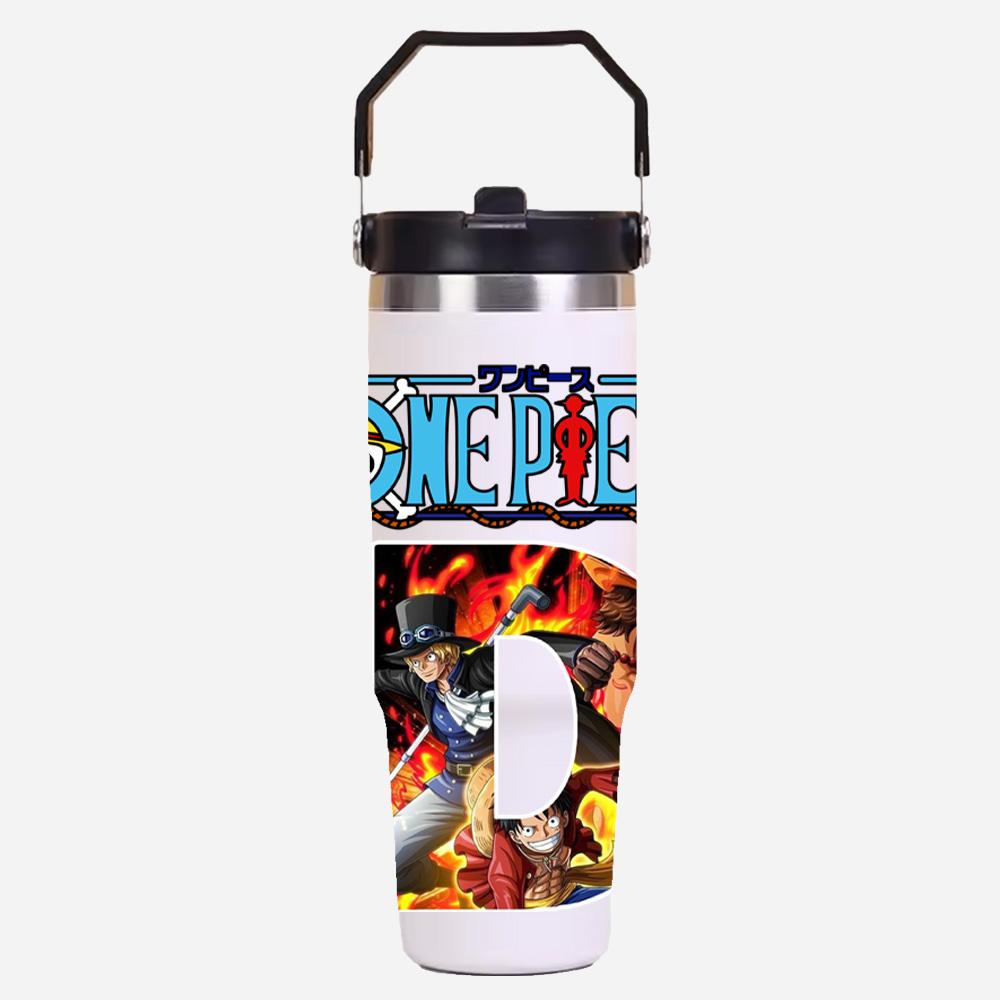 30oz Anime A-Z English Letter Printed Simple Solid Color Stainless Steel Thermos Water Cup Thermal Insulation Cold Ice Cup