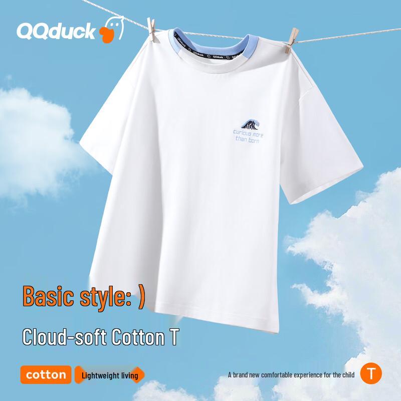 QQ DUCK Boys  Short Sleeve Ocean Wave T-Shirt 160CM