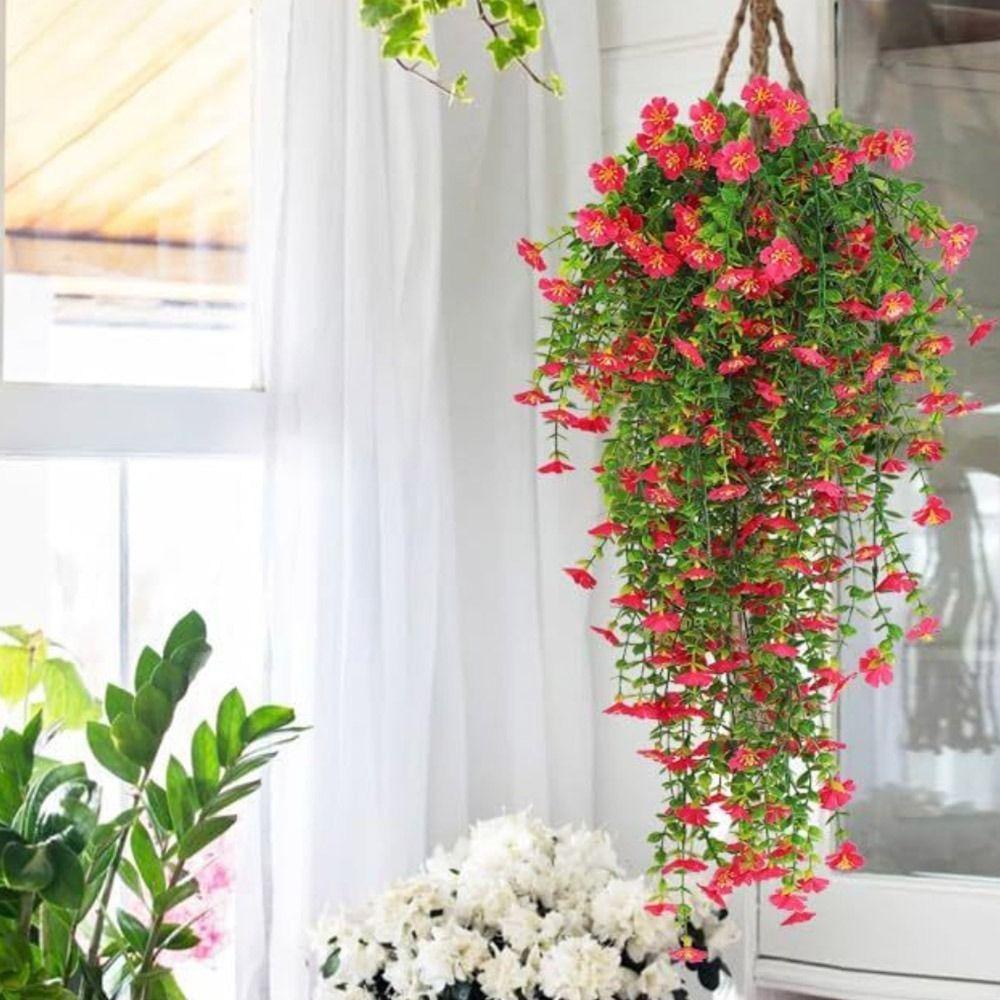 Kunstig hengende silkeblomst flerfarget simuleringsplanter vinranke bryllupsgaver