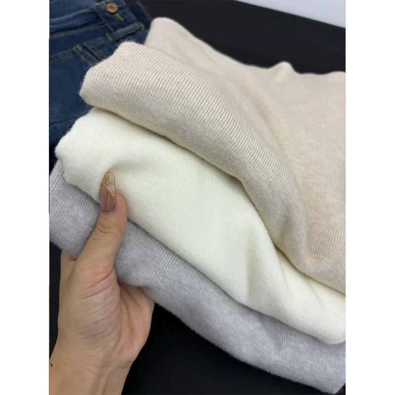 Soft waxy small stand-up collar with knitted sweater women's bottoming shirt spring simple solid color long-sleeved top