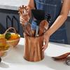 Wooden 360-Degree Rotating Utensil Holder Trapezoidal Smooth Surface Cutlery Organizer Farmhouse Style Dinnerware Rack Spatulas