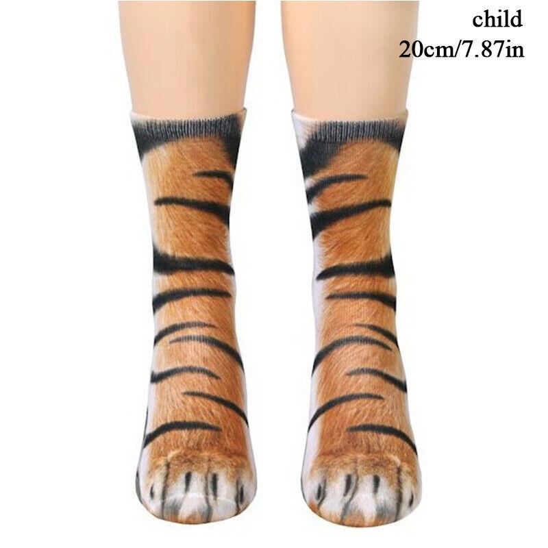 

Забавные эластичные носки унисекс для взрослых и детей, носки с 3D принтом в виде лап животных, Великобритания child tiger