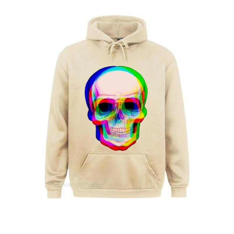 Vaporwave Neon Skull Techno Hipster Hooded Pullover Aesthetic Skull Watercolor Rainbow Space Skull Funny Tshirt For Men Camisa