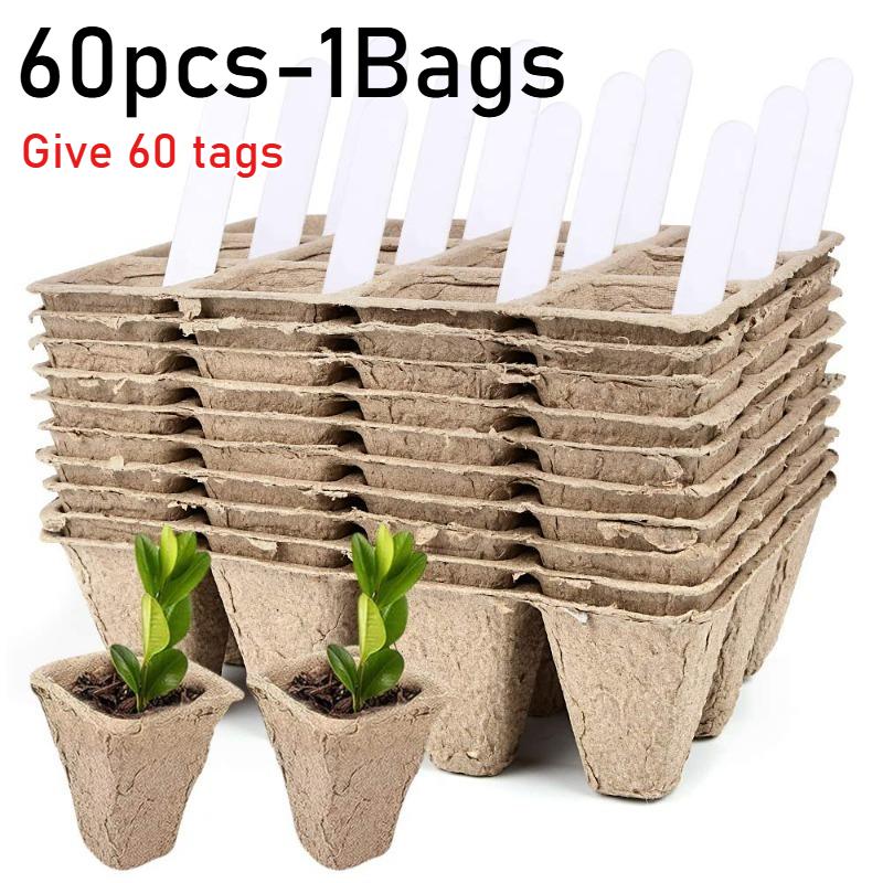 10Cells Biodegradable Paper Pulp Seed Starter Tray Nursery Pots Eco Friendly Seedling Growing Cups Gardening Planting Supplies