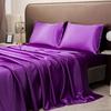 Satin-Feel Solid Color Four-Piece Bedding Set: Bed Sheet, Fitted Sheet, and Pillowcases (European & American Style)